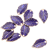 Maxbell 10pcs Purple Enamel Leaf Pendant DIY Charms Beads fit Necklace Bracelet