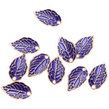 Maxbell 10pcs Purple Enamel Leaf Pendant DIY Charms Beads fit Necklace Bracelet