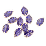 Maxbell 10pcs Purple Enamel Leaf Pendant DIY Charms Beads fit Necklace Bracelet