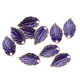 Maxbell 10pcs Purple Enamel Leaf Pendant DIY Charms Beads fit Necklace Bracelet