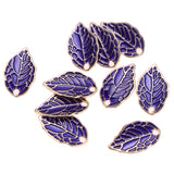 Maxbell 10pcs Purple Enamel Leaf Pendant DIY Charms Beads fit Necklace Bracelet