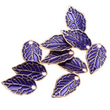 Maxbell 10pcs Purple Enamel Leaf Pendant DIY Charms Beads fit Necklace Bracelet