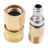 Maxbell 2 Pcs 1/4'' Air Compressor Snow Foam Lance Adapter Brass Hose Quick Coupler Socket Connector Set