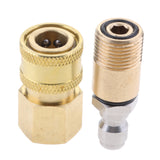 Maxbell 2 Pcs 1/4'' Air Compressor Snow Foam Lance Adapter Brass Hose Quick Coupler Socket Connector Set