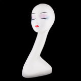 Maxbell Elegant Female Mannequin Head Hair Wigs Jewelry Glasses Sunglasses Manikin Stand Holder Model for Retail Stores Showcase - White