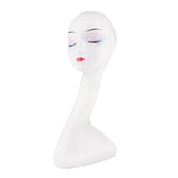 Maxbell Elegant Female Mannequin Head Hair Wigs Jewelry Glasses Sunglasses Manikin Stand Holder Model for Retail Stores Showcase - White