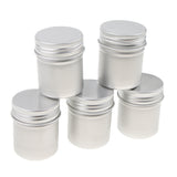 Maxbell 50g/1.8 oz. Aluminum Powder, Tea, Wax, Cream Container Bottle with Screw Thread Lid - Pack of 5