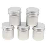 Maxbell 50g/1.8 oz. Aluminum Powder, Tea, Wax, Cream Container Bottle with Screw Thread Lid - Pack of 5