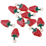 Maxbell 10 Pcs Kawaii StrawberryEnamel Charm Pendants DIY Bracelets Necklaces Craft