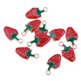 Maxbell 10 Pcs Kawaii StrawberryEnamel Charm Pendants DIY Bracelets Necklaces Craft