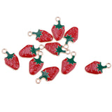 Maxbell 10 Pcs Kawaii StrawberryEnamel Charm Pendants DIY Bracelets Necklaces Craft