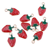 Maxbell 10 Pcs Kawaii StrawberryEnamel Charm Pendants DIY Bracelets Necklaces Craft