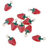 Maxbell 10 Pcs Kawaii StrawberryEnamel Charm Pendants DIY Bracelets Necklaces Craft