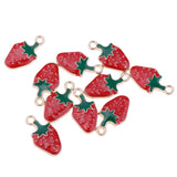 Maxbell 10 Pcs Kawaii StrawberryEnamel Charm Pendants DIY Bracelets Necklaces Craft