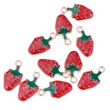 Maxbell 10 Pcs Kawaii StrawberryEnamel Charm Pendants DIY Bracelets Necklaces Craft