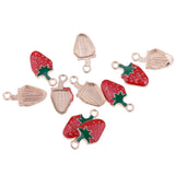 Maxbell 10 Pcs Kawaii StrawberryEnamel Charm Pendants DIY Bracelets Necklaces Craft