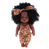 Maxbell Realistic Vinyl Baby Girl Doll - Reborn 12inch African American Doll - Black Curly Hair Kids Birthday Gift Festival Present