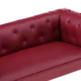 Maxbell European Style 12th Leather Long Sofa Couch Dollhouse Living Room Furniture Home Model Display Ornaments Red