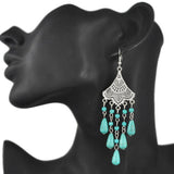 Maxbell Bohemian Long Bead Tassel Turquoise Drop Dangle Earrings Handmade Eardrop Fashion Jewelry for Women