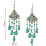 Maxbell Bohemian Long Bead Tassel Turquoise Drop Dangle Earrings Handmade Eardrop Fashion Jewelry for Women