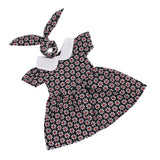 Maxbell Flower Short Sleeve Dress and Rabbit Hairband for 18inch American Girl Journey Dolls Party Outfit Black