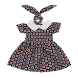 Maxbell Flower Short Sleeve Dress and Rabbit Hairband for 18inch American Girl Journey Dolls Party Outfit Black
