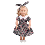 Maxbell Flower Short Sleeve Dress and Rabbit Hairband for 18inch American Girl Journey Dolls Party Outfit Black