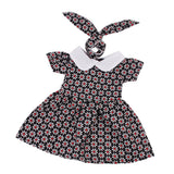 Maxbell Flower Short Sleeve Dress and Rabbit Hairband for 18inch American Girl Journey Dolls Party Outfit Black