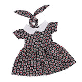 Maxbell Flower Short Sleeve Dress and Rabbit Hairband for 18inch American Girl Journey Dolls Party Outfit Black