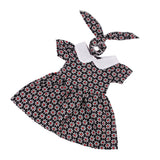 Maxbell Flower Short Sleeve Dress and Rabbit Hairband for 18inch American Girl Journey Dolls Party Outfit Black