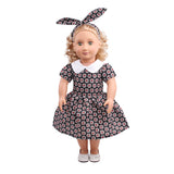 Maxbell Flower Short Sleeve Dress and Rabbit Hairband for 18inch American Girl Journey Dolls Party Outfit Black