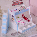 Maxbell 1/12 Dollhouse Miniature Children Bedroom Furniture Bunk Bed Double Bunk with Accessories Sky Blue Color