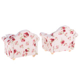 Maxbell 2 Set 1/12 Floral Single Sofa + Cushions Set Furniture for Dolls House Living Room Decoration