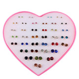 Maxbell 36 Pairs Cute Stud Set Love Heart Box Lady Girls Crystal  Earring Studs Gift