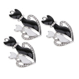 Maxbell 3 Pieces Silver Tone Enamel Cat Lover Charms Rhinestone Pendants for DIY Jewelry Making Crafting Fit Necklace Bracelet Spacers Dangle Beads - 35x24mm