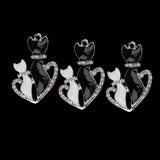 Maxbell 3 Pieces Silver Tone Enamel Cat Lover Charms Rhinestone Pendants for DIY Jewelry Making Crafting Fit Necklace Bracelet Spacers Dangle Beads - 35x24mm