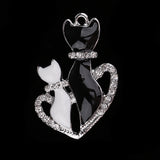 Maxbell 3 Pieces Silver Tone Enamel Cat Lover Charms Rhinestone Pendants for DIY Jewelry Making Crafting Fit Necklace Bracelet Spacers Dangle Beads - 35x24mm