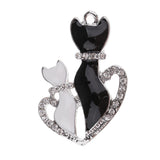 Maxbell 3 Pieces Silver Tone Enamel Cat Lover Charms Rhinestone Pendants for DIY Jewelry Making Crafting Fit Necklace Bracelet Spacers Dangle Beads - 35x24mm