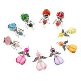 Maxbell 10 Pieces Mixed Silver Angel Butterfly Wings Charms Pendants Faceted Beads