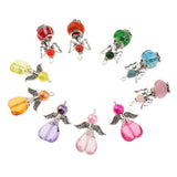 Maxbell 10 Pieces Mixed Silver Angel Butterfly Wings Charms Pendants Faceted Beads