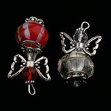 Maxbell 10 Pieces Mixed Silver Angel Butterfly Wings Charms Pendants Faceted Beads