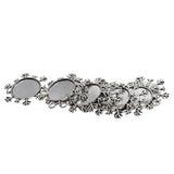 Maxbell 10 Pieces 25mm Vintage Christmas Snowflake Pendant Trays, Tibetan Silver, Blanks Cameo Bezel Cabochon Settings for Jewelry Making Charms