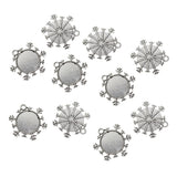 Maxbell 10 Pieces 25mm Vintage Christmas Snowflake Pendant Trays, Tibetan Silver, Blanks Cameo Bezel Cabochon Settings for Jewelry Making Charms