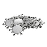 Maxbell 10 Pieces 25mm Vintage Christmas Snowflake Pendant Trays, Tibetan Silver, Blanks Cameo Bezel Cabochon Settings for Jewelry Making Charms