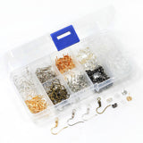 Maxbell 440 Pieces Earring Making Supplies Kit with 2 Colors Earring Hooks, 3 Styles Earring Backs, 2 Colors Earrings Posts Flay Pad and Earring Making Findings for Handmade Jewelry Kit