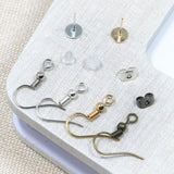 Maxbell 440 Pieces Earring Making Supplies Kit with 2 Colors Earring Hooks, 3 Styles Earring Backs, 2 Colors Earrings Posts Flay Pad and Earring Making Findings for Handmade Jewelry Kit