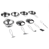 Maxbell Kids Kitchen Cookware Playset C (12pcs, Stainless Steel) for Children Pretend Play Chef Cooking