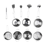 Maxbell Kids Kitchen Cookware Playset C (12pcs, Stainless Steel) for Children Pretend Play Chef Cooking