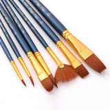 Maxbell Paint Brush Set 7 Pieces Professional Paint Brushes Artist Brushes Nylon Hair Brushes Assorted Shapes for Watercolor Oil Acrylic Painting