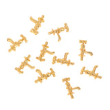 Maxbell Set of 10pcs Metal Golden Water Faucet Model 1/12 Dollhouse Room Items Accessories